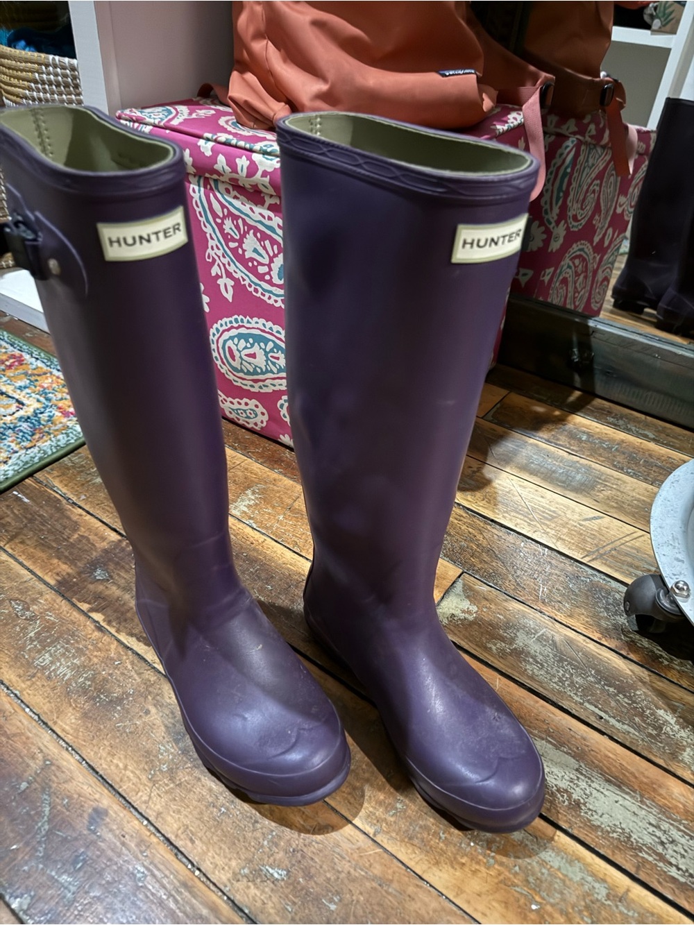 Hunter Purple and Green Women's Rain Boots